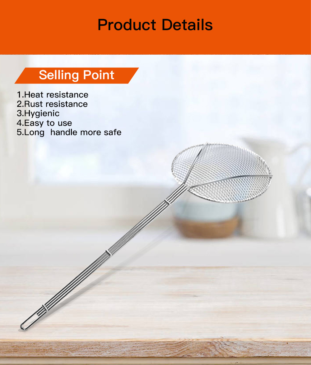 Food Grade Multi Function Round Shape  Stainless Steel  Skimmer Ladle Kitchen Gadget Food Skimmers