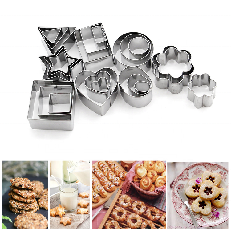 High quality OEM food grade cookie stamp fondant cake tools different shapes stainless steel cookie cutter