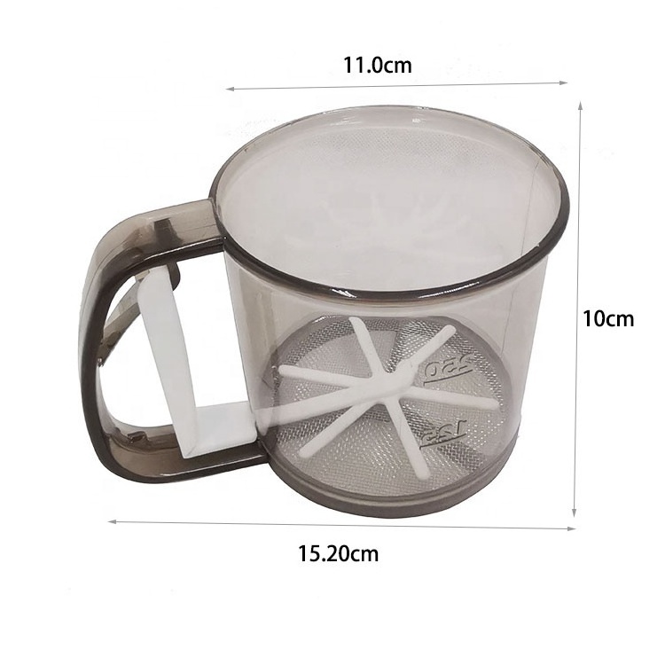 Top selling kitchen baking tool food grade manual flour shaker plastic flour sieves