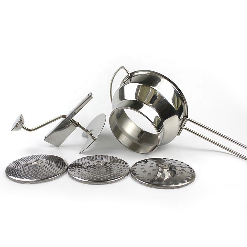 Factory stainless steel vegetable mill strainer potato masher grinder with 3 milling discs