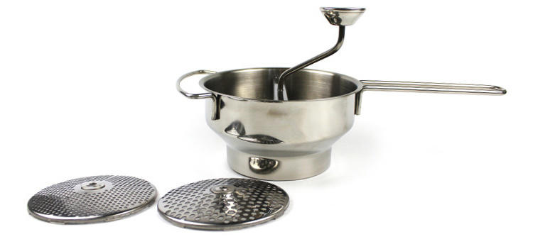 Factory stainless steel vegetable mill strainer potato masher grinder with 3 milling discs