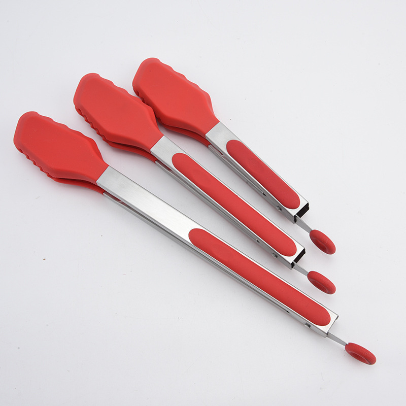 7 9 12 14 16 Inches Stainless Steel Grill Clamps Standing BBQ Tongs Kitchen BBQ Tongs Heat Resistant Silicone Food Utensils