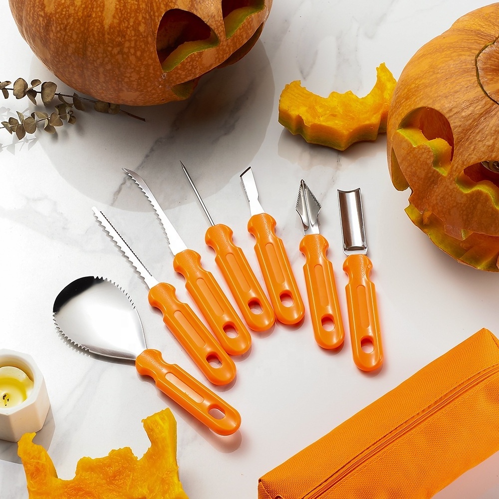 OEM Fruit Decorating Carving Tools scraper carving 8 piece set Halloween Stainless Steel Pumpkin Carving Tools Kit