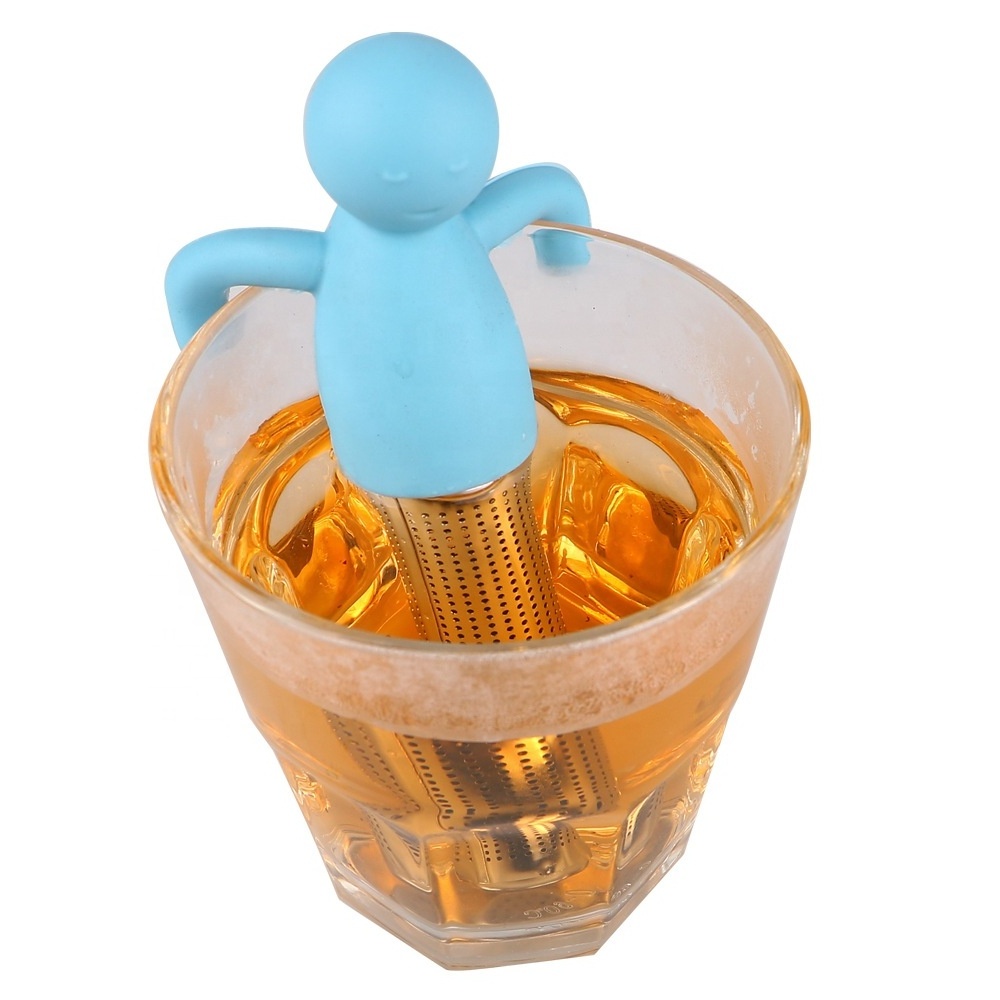 Factory Custom Tea Infuser Easy Cleaning Silicone Handle Stainless Steel Strainer Drip Tray PP Filter Utensils Loose Tea Steeper