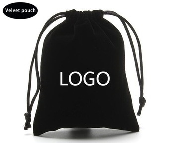 Small Black Velvet Luxury Gift Pouch Drawstring Handle Customized Logo Printing Jewelry Candle  Bag