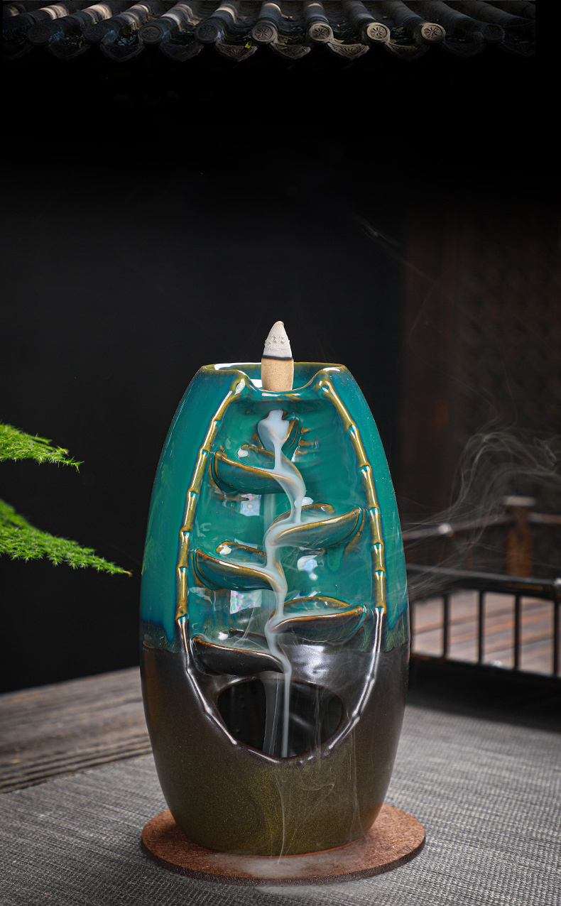 Oud Aroma Luxury Creative Chinese art&craft Backflow Incense Burner   Waterfall Incense Cones Incense Fountain Burner YIB004-4