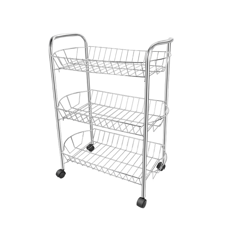 3-Tier Heavy Duty Silvery Storage Shelving Unit on 4' Wheel Casters Metal Organizer Wire Rack