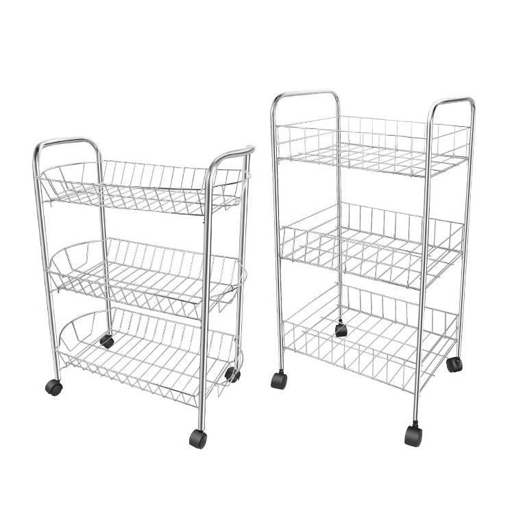 3-Tier Heavy Duty Silvery Storage Shelving Unit on 4' Wheel Casters Metal Organizer Wire Rack