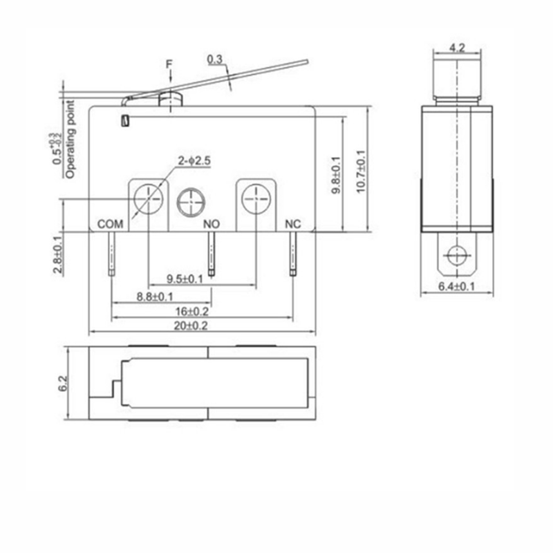 KW11-3Z ZX Zhongxun mouse switch KW11-3Z-5 micro switch 5A250V stroke limit switch 3-foot straight handle KW11 KW11-3 KW11-3Z