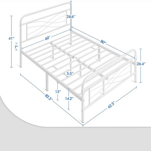 White Metal Bed Twin Full Queen Size Metal bed Metal loft bed frame for Bedroom Furniture