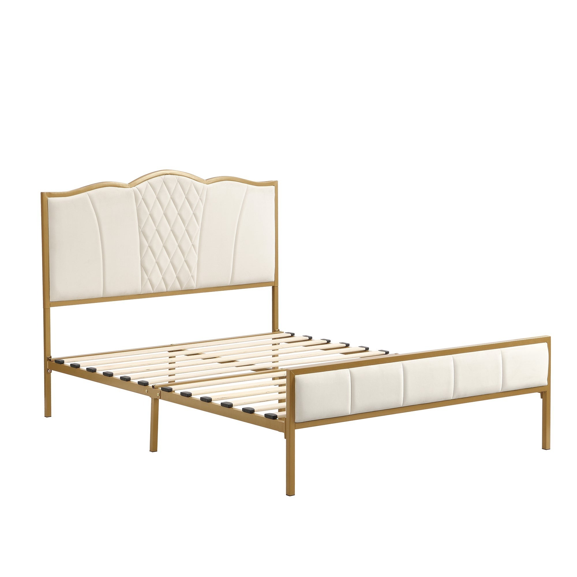 New of the Year Modern padded bed Metal frame down headboard white noiseless easy to assemble