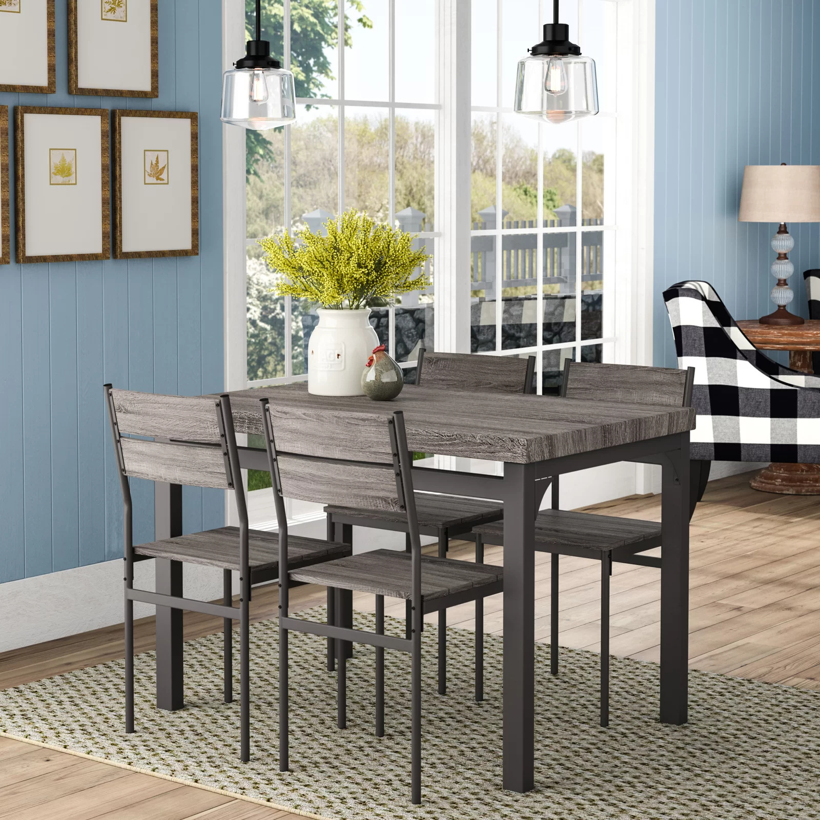 Modern dining set with chairs solid wood dining table and chair set small dining table set 2 chairs