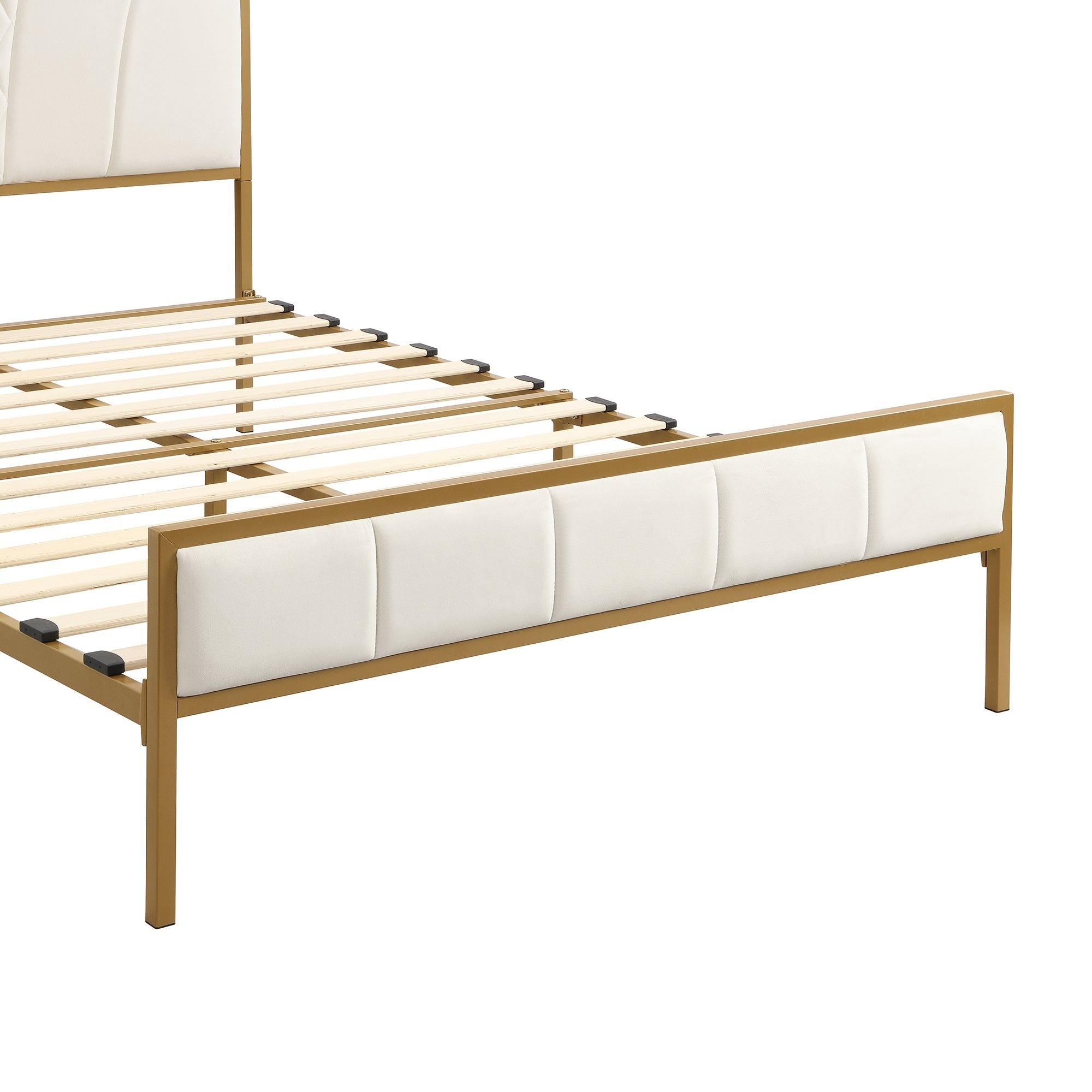 New of the Year Modern padded bed Metal frame down headboard white noiseless easy to assemble