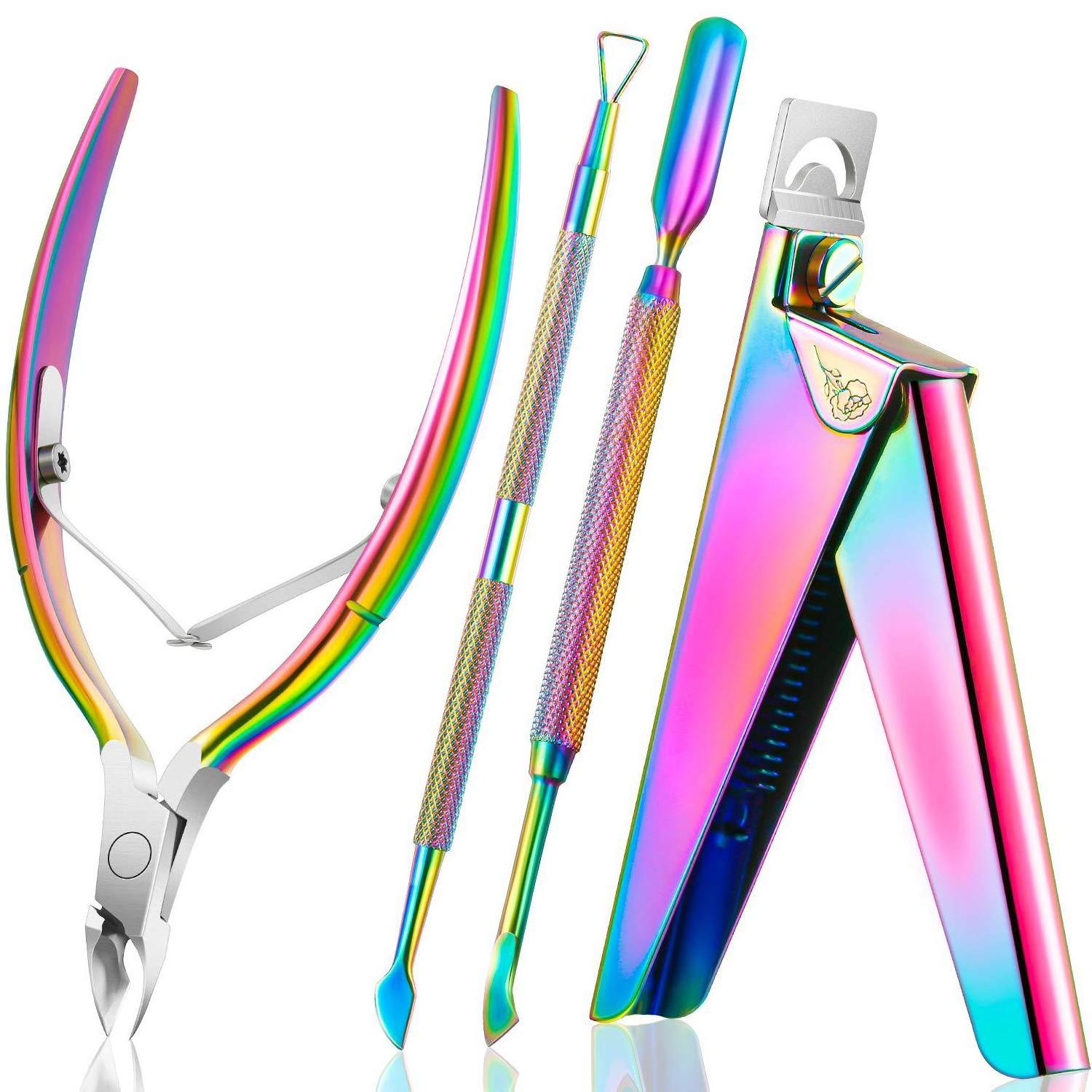 2023 Professional Nail Art Clipper Word False Tips Edge Cutters Cuticle Trimmer Nipper Cuticle Remover Colorful Stainless Steel