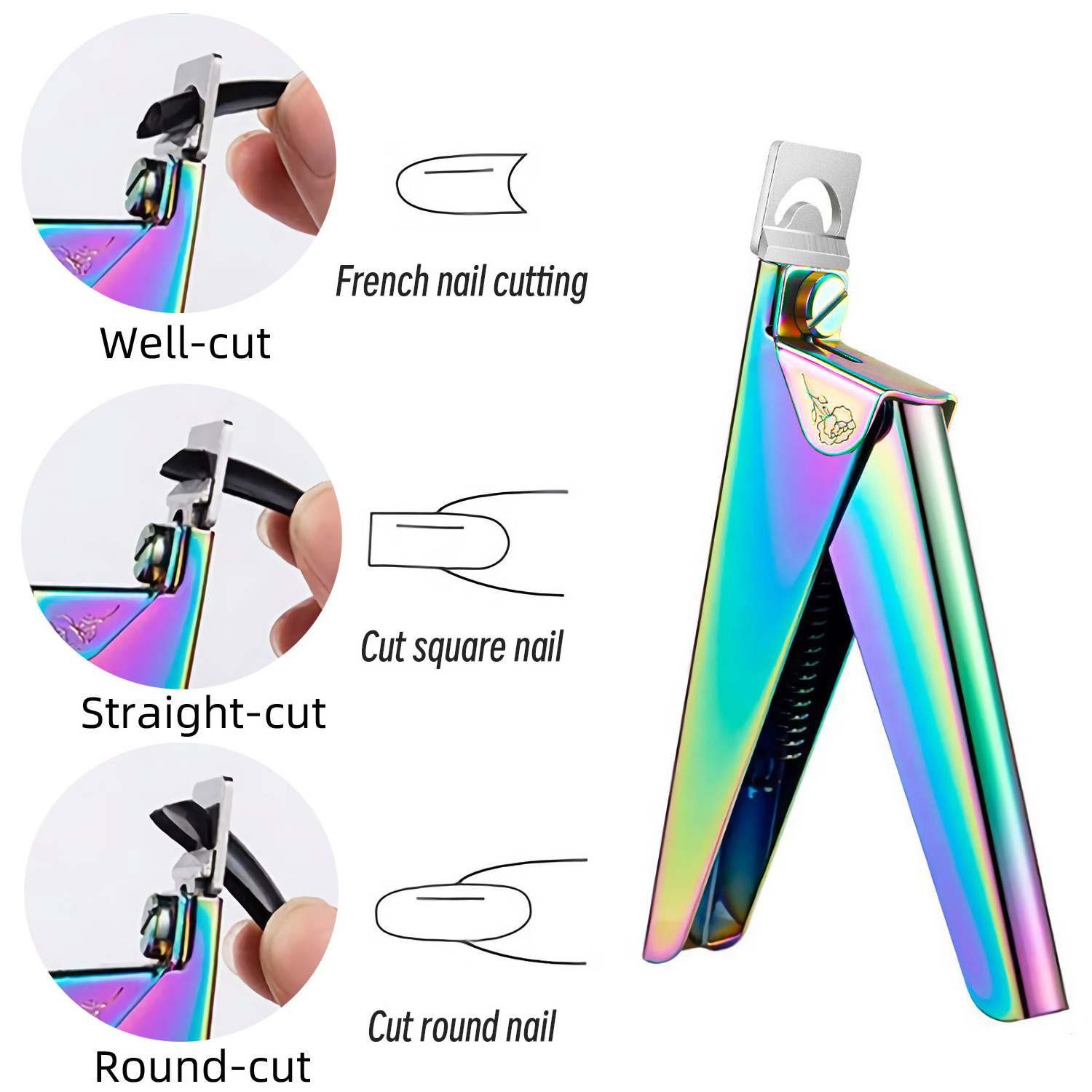 2023 Professional Nail Art Clipper Word False Tips Edge Cutters Cuticle Trimmer Nipper Cuticle Remover Colorful Stainless Steel