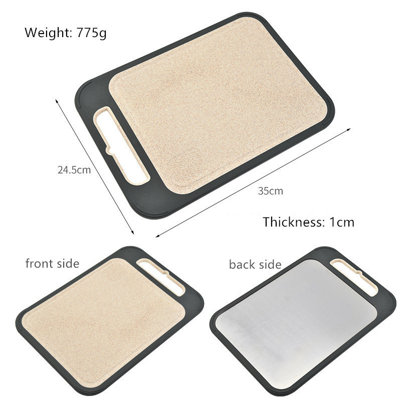 Home Kitchen Non-slip Multifunction 304 Stainless Steel Wheat Straw Double Sided Chopping Cutting Board