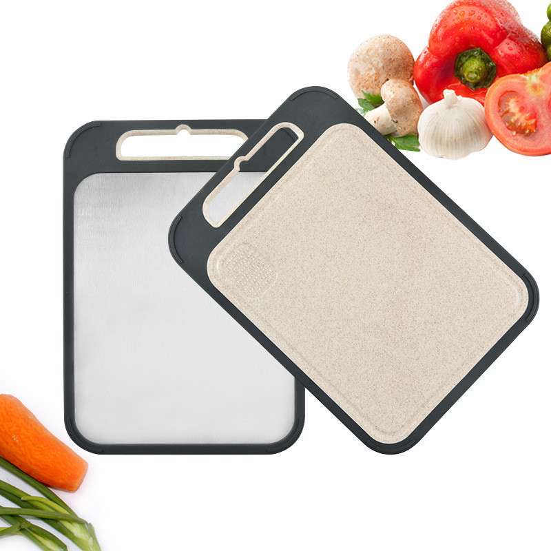 Home Kitchen Non-slip Multifunction 304 Stainless Steel Wheat Straw Double Sided Chopping Cutting Board