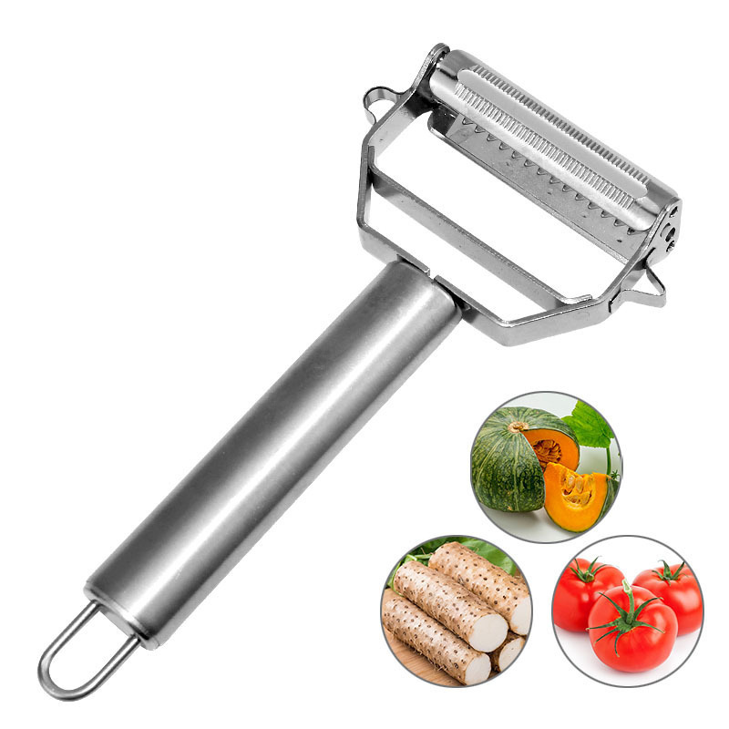 Home Kitchen Kitchenware Gadget Stainless Steel Double Sided Sharp Blade Manual Potato Julienne Fruit Vegetable 2 in 1 Peeler