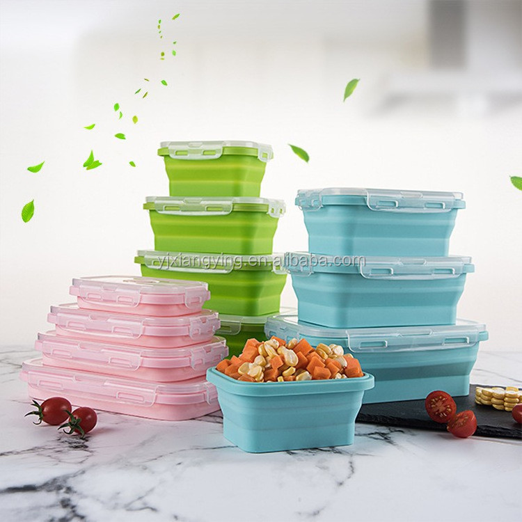 hot selling kitchen accessories kitchen gadget tools food grade foldable silicone lunch box