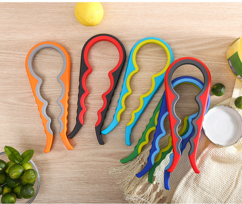 Kitchen Gadgets 2021 Amazon 4 in 1 Multifunction Rubber One Touch Adjustable Universal Easy Grip Twist Bottle Jar Opener