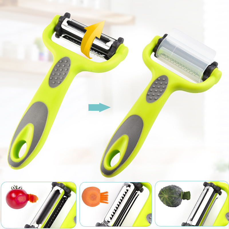 Kitchen Gadgets Vegetable Fruit Multifunction Rotatable Sharp Straight Serrated Julienne Blades Y 3 in 1 Peeler Slicer Shredder