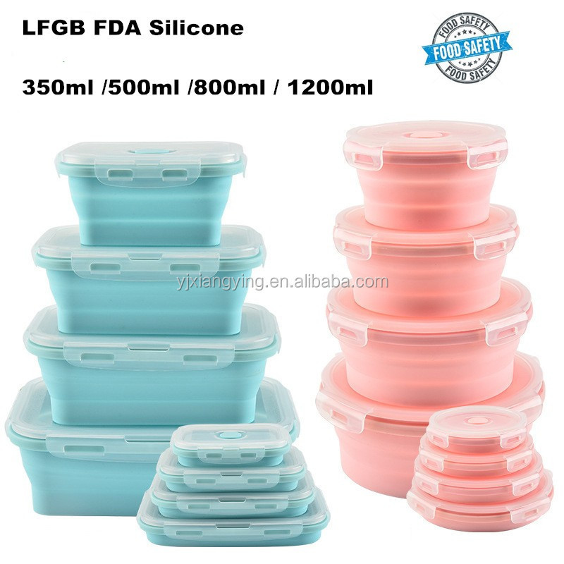 hot selling kitchen accessories kitchen gadget tools food grade foldable silicone lunch box