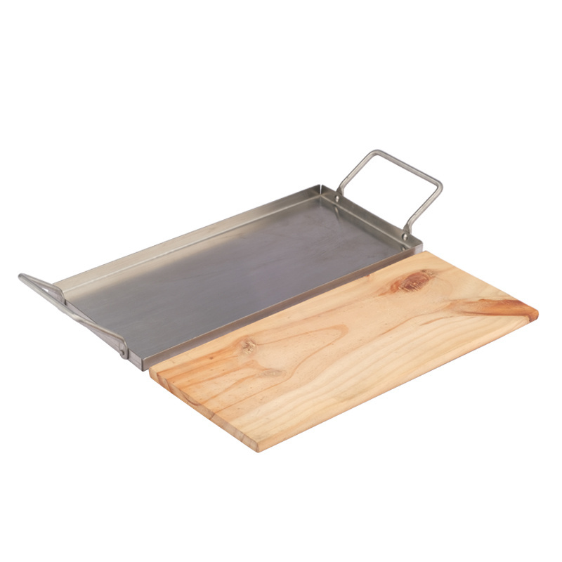 Stainless steel BBQ grilling plank holder bbq grill grid with oak wood plank