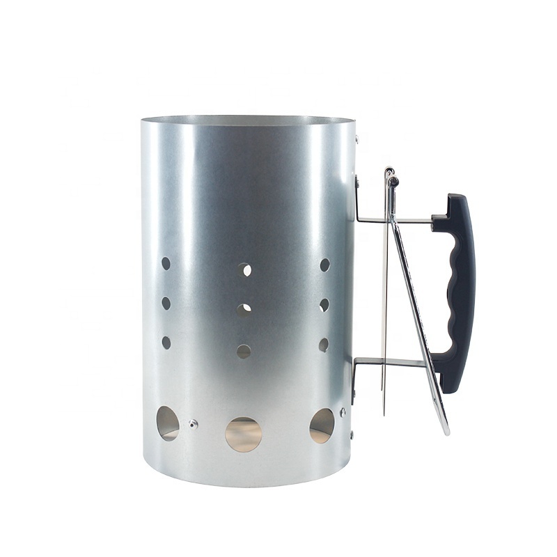 Hot sale galvanized carbon steel BBQ chimney charcoal starter with TPR handle