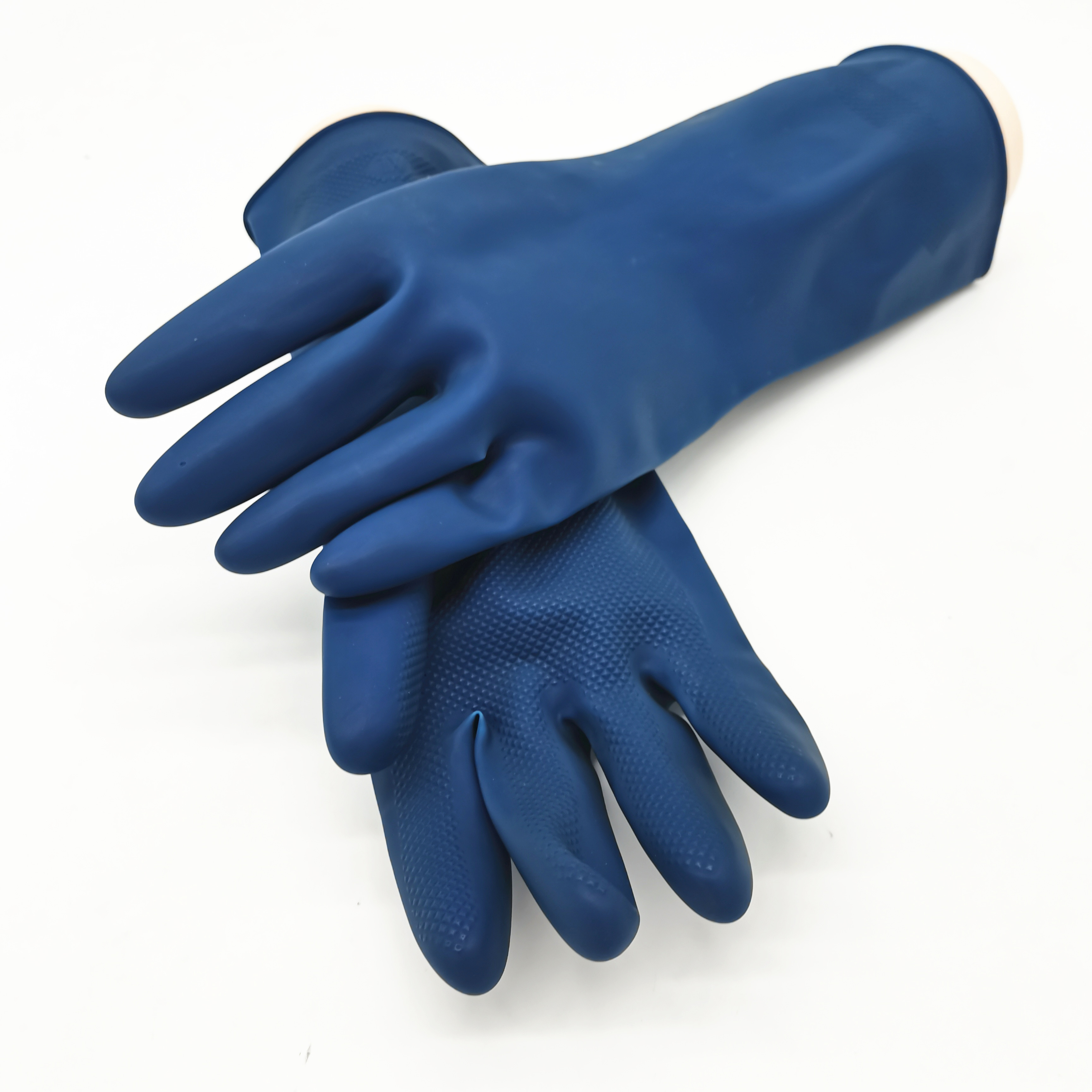 OEM Customized Blue waterproof oil acid resistant industrial Anti Chemical Hand Protection Safety Rubber Gloves