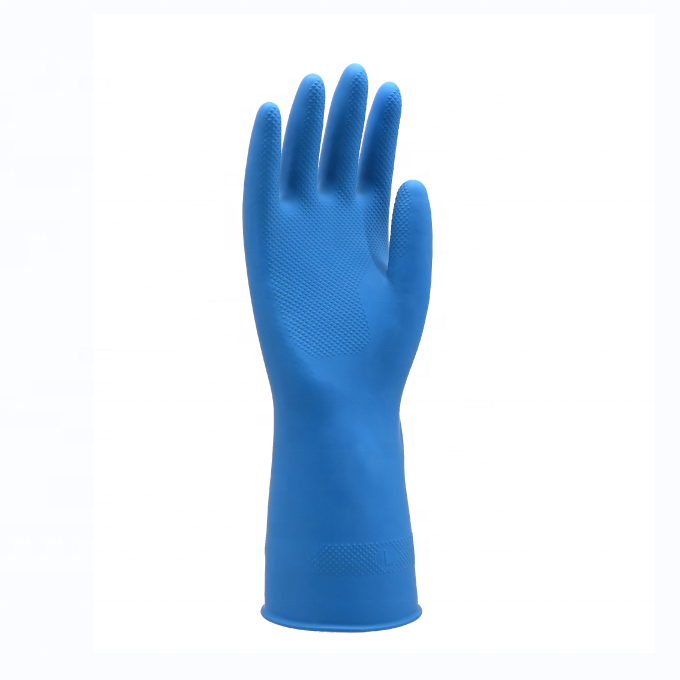 OEM Customized Blue waterproof oil acid resistant industrial Anti Chemical Hand Protection Safety Rubber Gloves