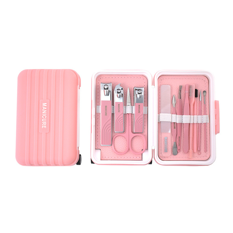 12-Piece Professional Portable Stainless Steel Manicure & Pedicure Kit with Nail Clipper Suitcase Grooming Set for Women Men