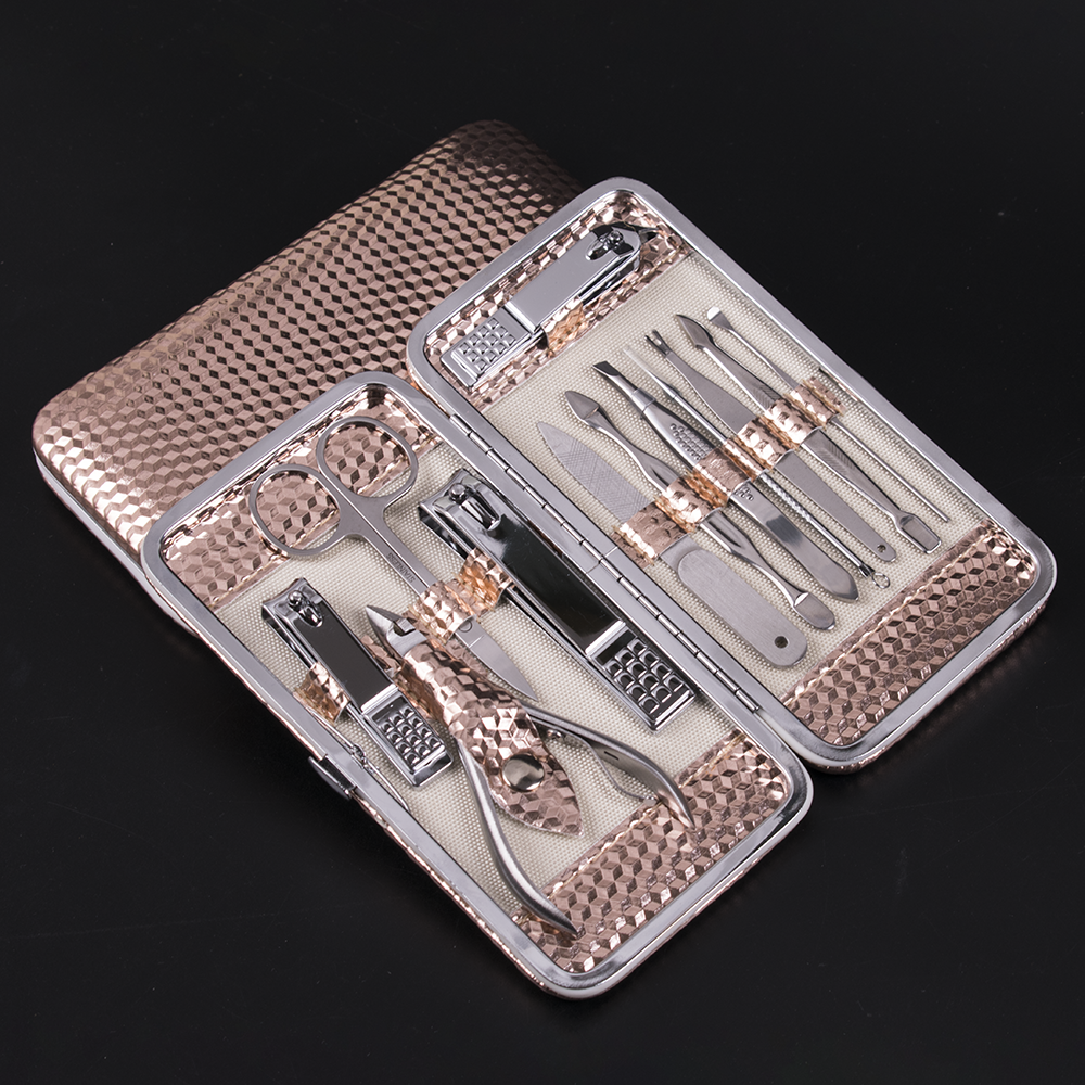 12 In 1 stainless steel foot cleaning tool pedicure set rose gold