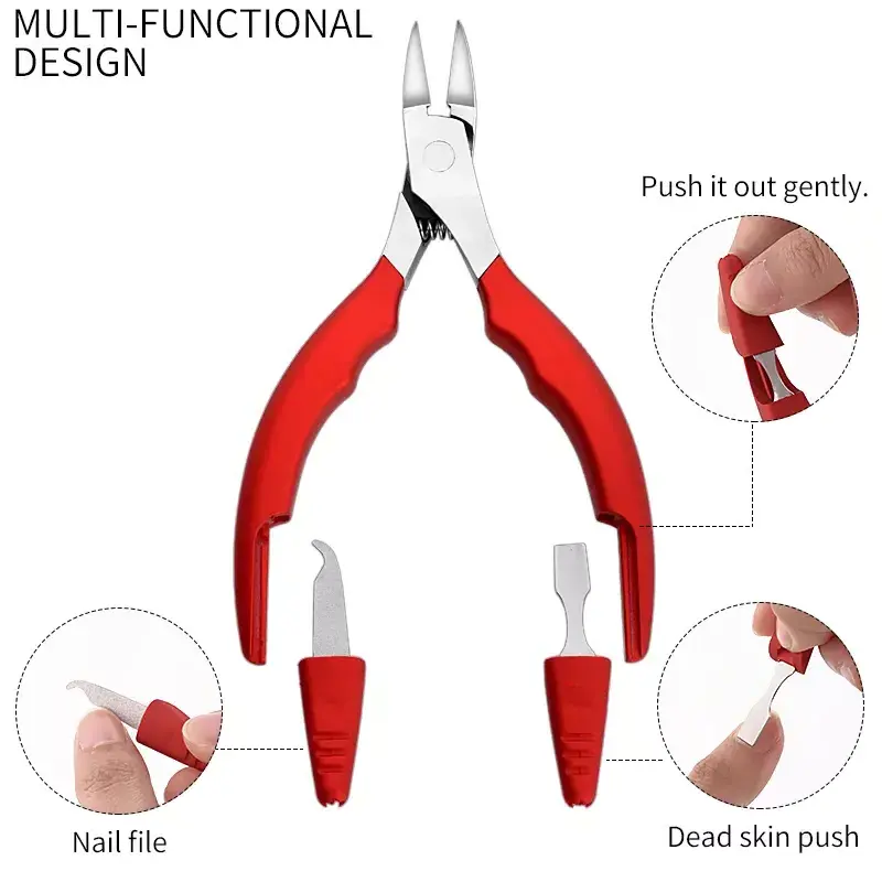 Hot Selling Manicure Nail Cutter and File Clipper Ingrown Toenail Trimmer Cuticle Nipper with Silicone Handle for Finger Use