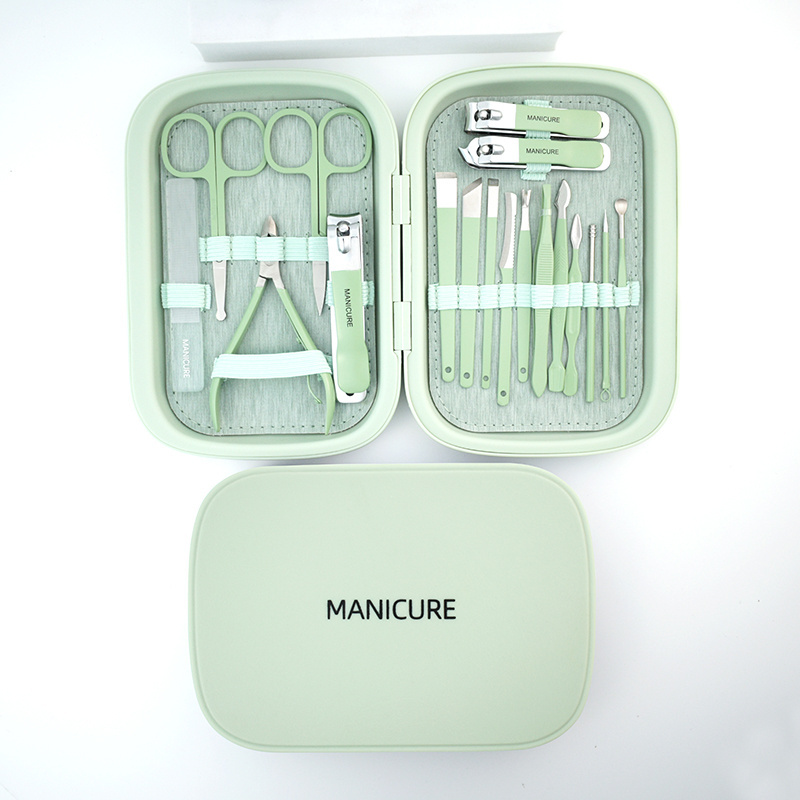 hot sells 18 pcs nail clipper sets stainless steel manicure kits manicure pedicure set with box professional nail supplies