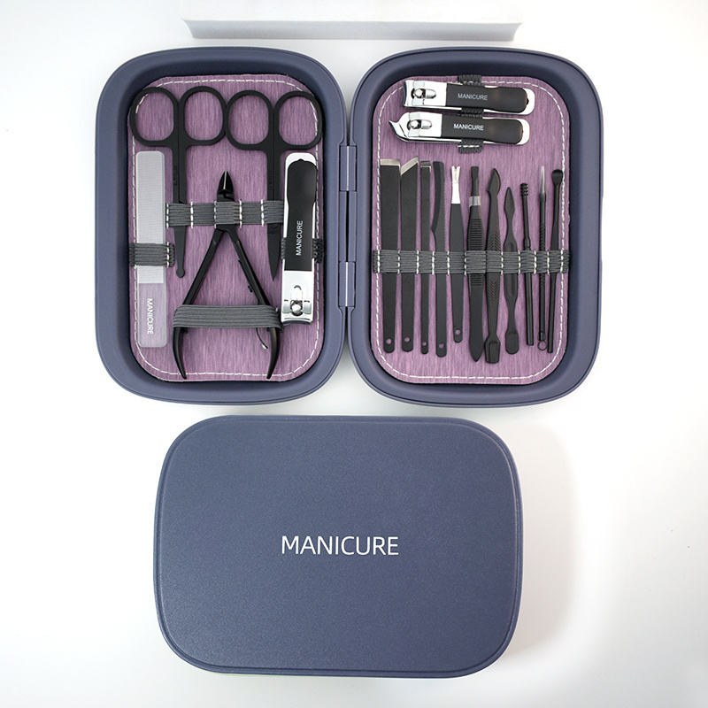 hot sells 18 pcs nail clipper sets stainless steel manicure kits manicure pedicure set with box professional nail supplies