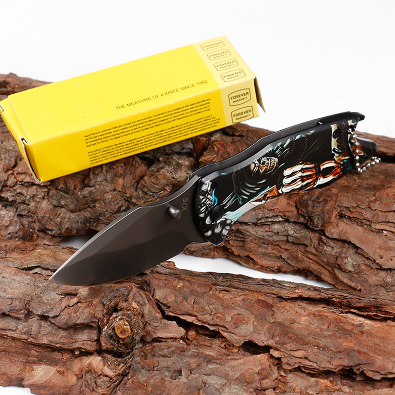 All steel handle 3D print folding pocket knife Camping and mountaineering products survival hunting Edc knife