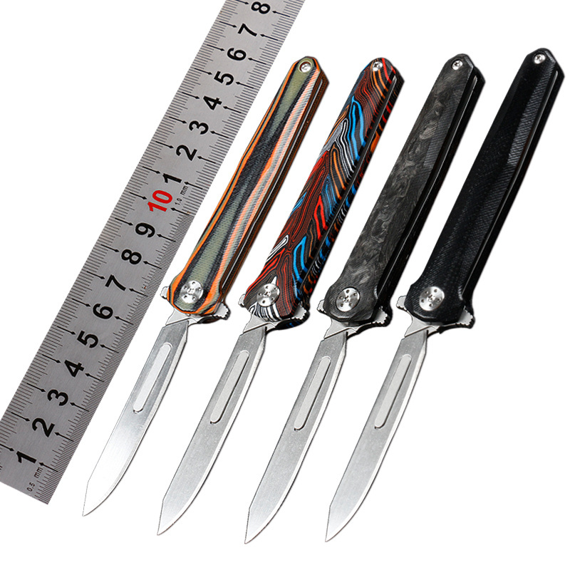 Blade Scalpel Pocket Knife G10 stainless steel carbon fiber new handle Small folding multifunction knife Oem blade