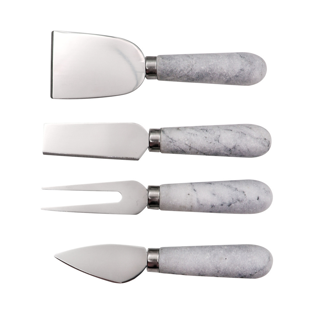 Jaswehome Cheese Knife with Natural Marble Handle 4PCS set Cute Cheese Utensil