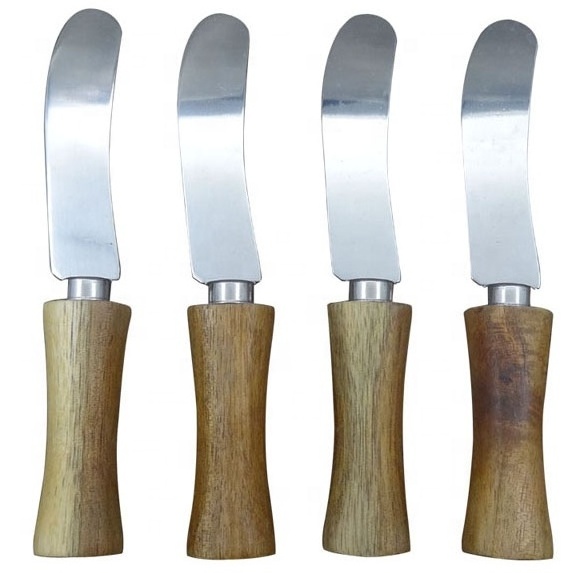 Stainless steel butter knife with acacia wood handle cheese spreader set