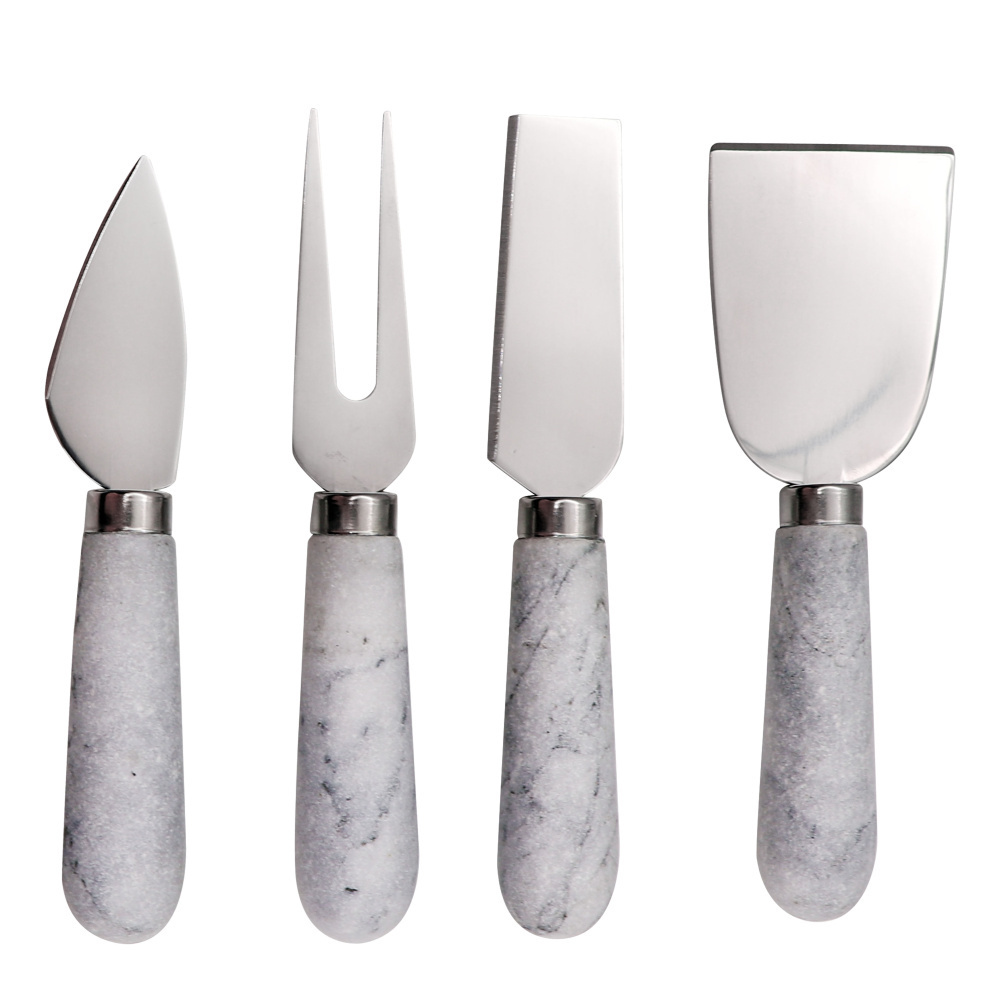 Jaswehome Cheese Knife with Natural Marble Handle 4PCS set Cute Cheese Utensil