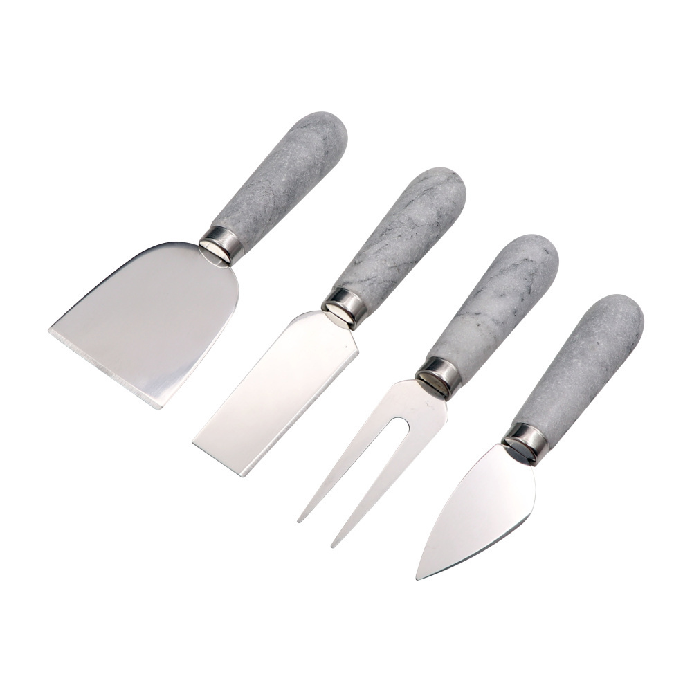 Jaswehome Cheese Knife with Natural Marble Handle 4PCS set Cute Cheese Utensil