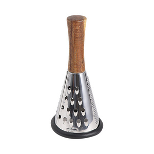 Kitchen Stainless Steel 3 Side Fruit Vegetable Professional Box Grater Cheese Shredder with Wood Handle