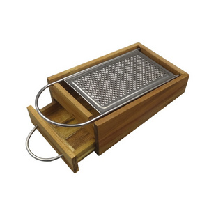 Kitchen Gadget acacia wood cheese grater with container