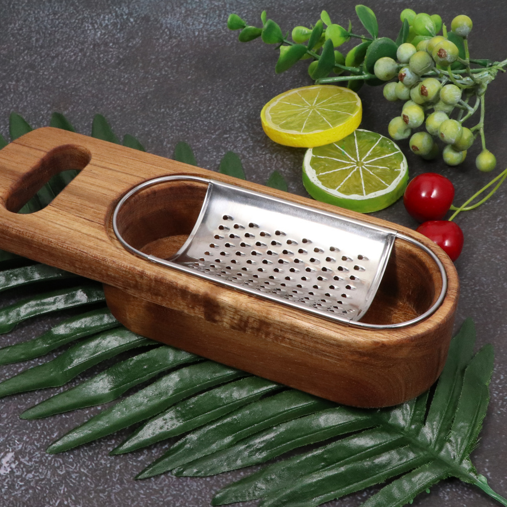 Vegetable Fruit Peeler Stainless Steel Kitchen Cheese Grater with wood box Garlic Press Rocker Garlic Mincer Crusher and Peeler