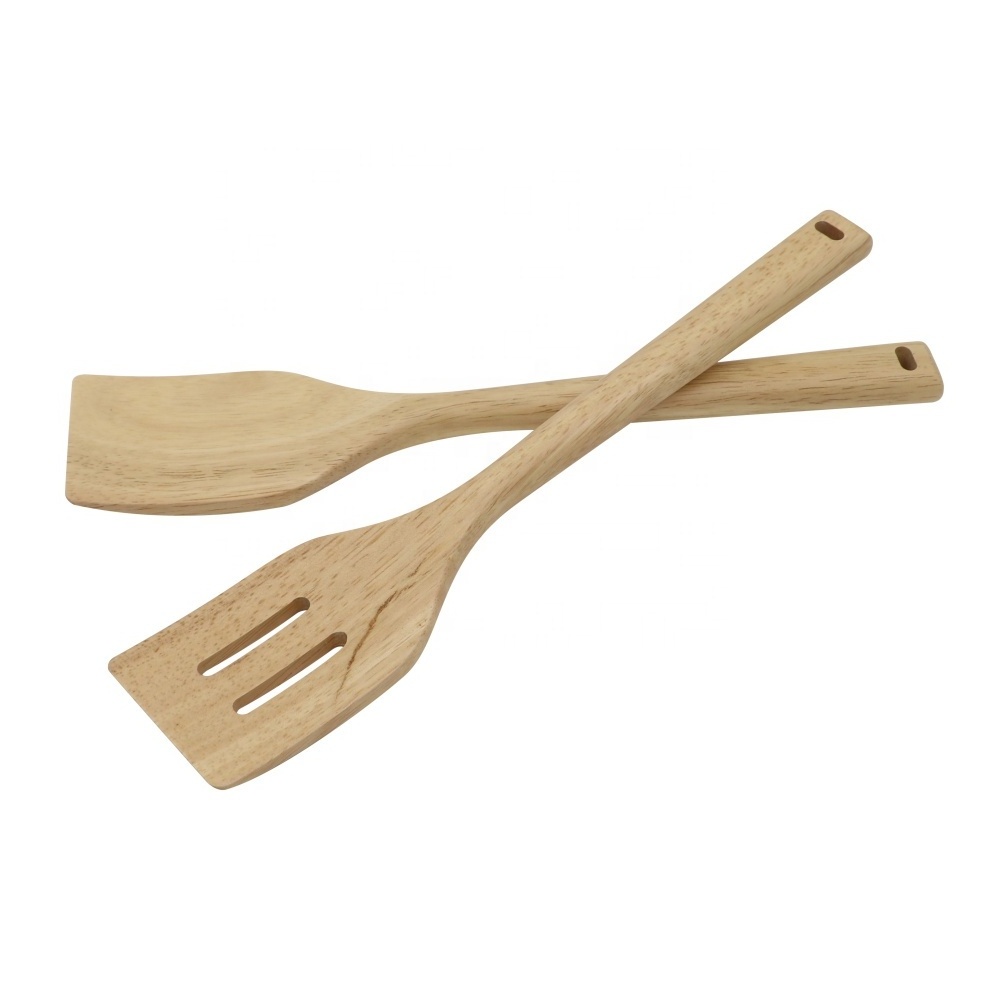 Rubber wood kitchen utensils set 5 piece non-stick wooden utensils for cooking