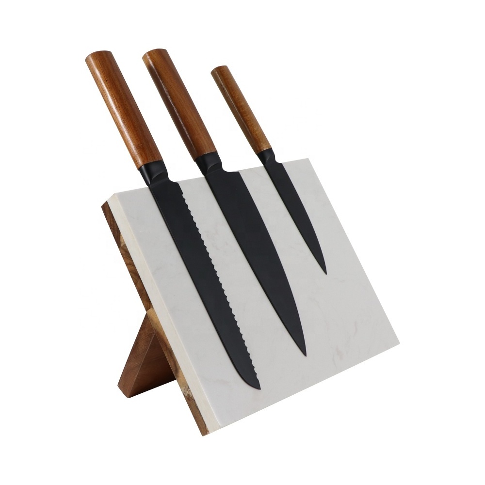 Marble and Acacia Wood Magnetic Knife Holder Knife Rack Knife Block Magnetic