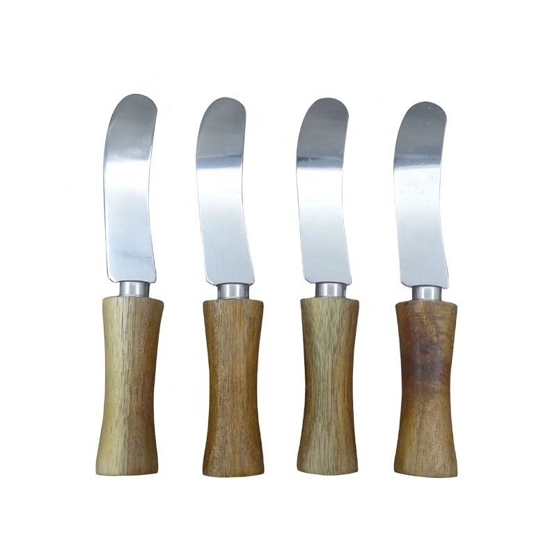 Stainless steel butter knife with acacia wood handle cheese spreader set