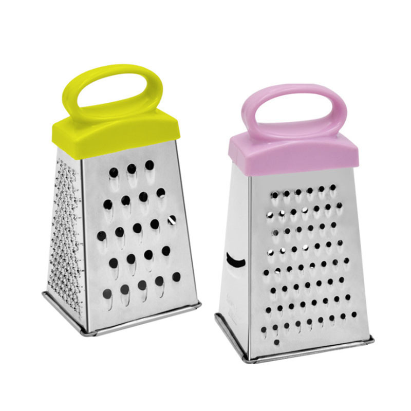 Top selling kitchen accessories stainless steel 4 side cheese grater machine box grater with plastic handle