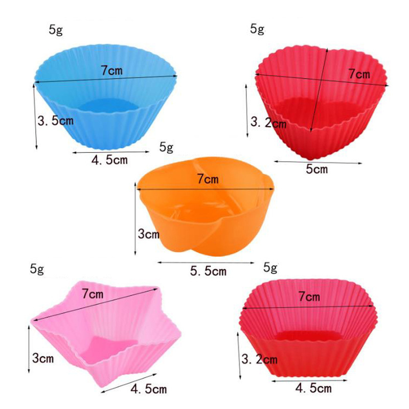 High quality different flower round start heart shape 2cm silicone muffin dome cups with lids for cake pudding