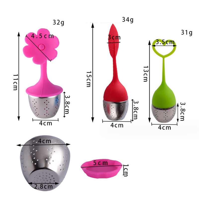 Leaf shape silicone loose tea bottle infuser strainer steeper stainless steel tea ball for loose leaf and herbal tea